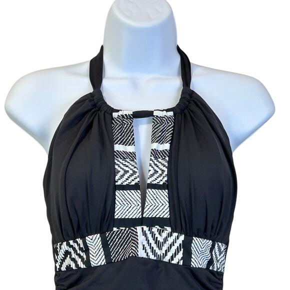 Kenneth Cole New York Halter Keyhole One-Piece Swimsuit Black Women's Small - Picture 4 of 7